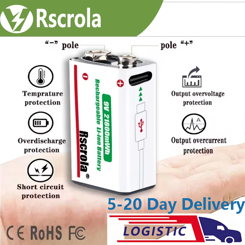 Smoke Detector Interconnected - Rscrola 9V 21800mWh Lithium-Ionen-Akku mit Hoher