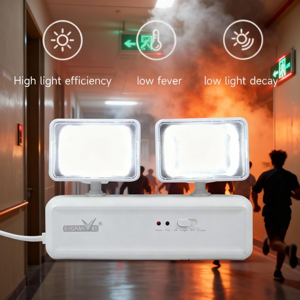 Power Outage Light - Notfall-Ausgangslicht, LED-Notfalllampen, zwei Köpfe, Batterie-Backup, Brandbekämpfungslicht